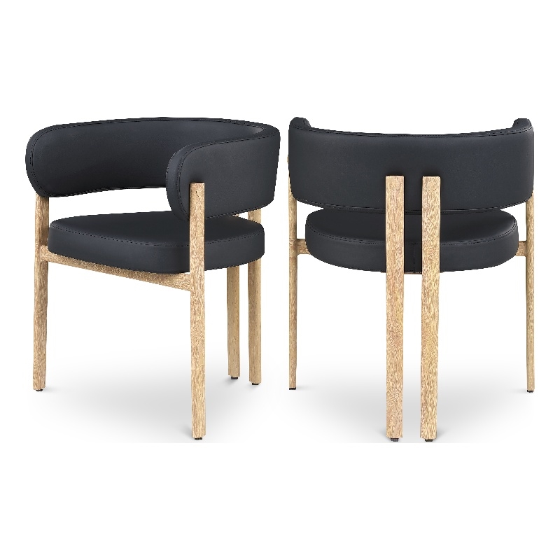 Pemberly Row Contemporary Black Vegan Leather Dining Chair (Set of 2)