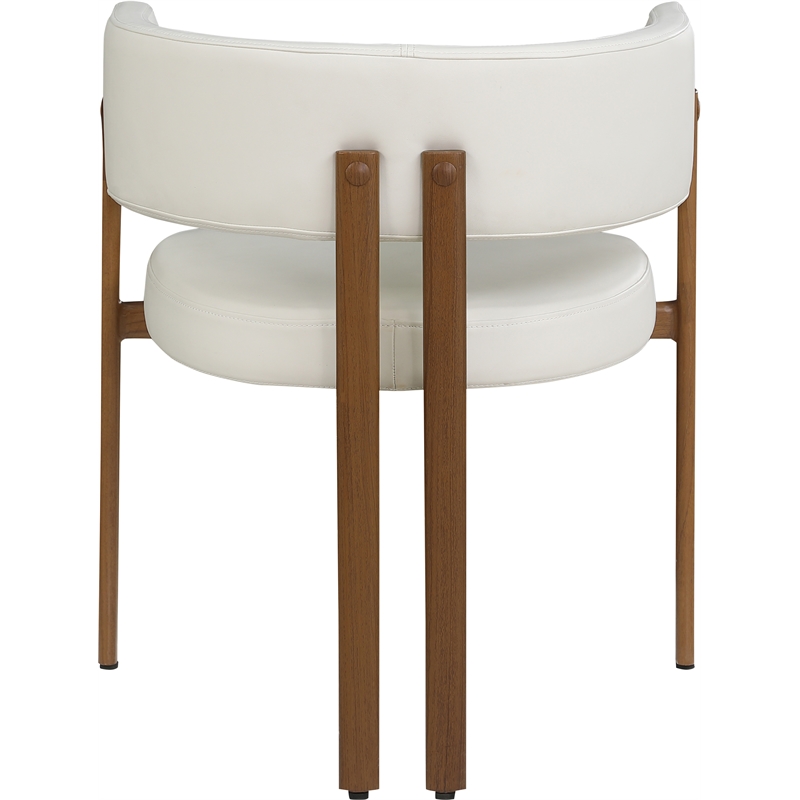 Pemberly Row Contemporary Cream Vegan Leather Dining Chair (Set of 2)