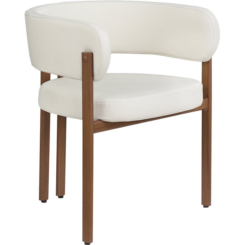 Pemberly Row Contemporary Cream Vegan Leather Dining Chair (Set of 2)