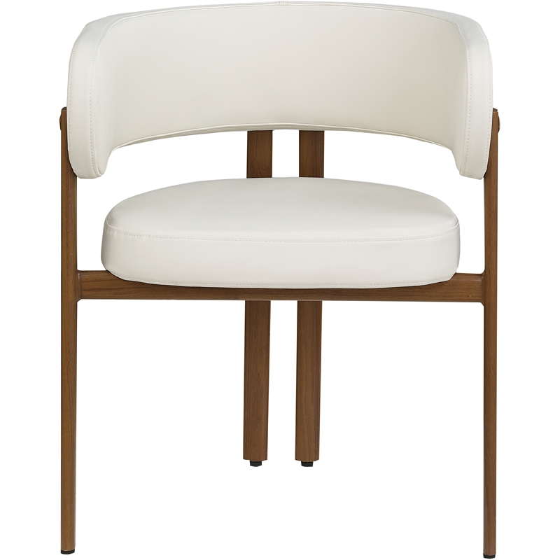 Pemberly Row Contemporary Cream Vegan Leather Dining Chair (Set of 2)