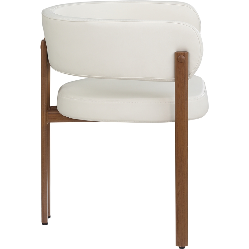 Pemberly Row Contemporary Cream Vegan Leather Dining Chair (Set of 2)