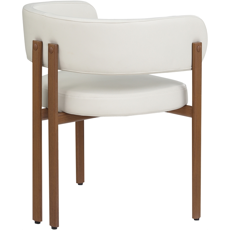 Pemberly Row Contemporary Cream Vegan Leather Dining Chair (Set of 2)