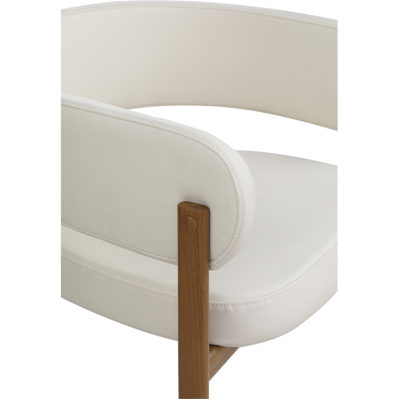Pemberly Row Contemporary Cream Vegan Leather Dining Chair (Set of 2)