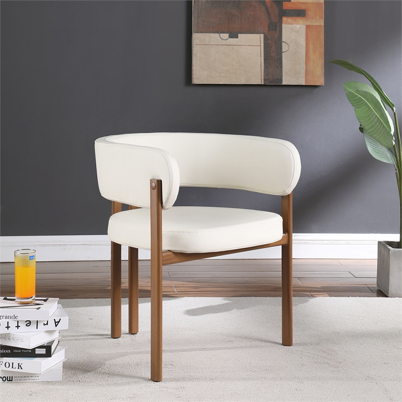 Pemberly Row Contemporary Cream Vegan Leather Dining Chair (Set of 2)