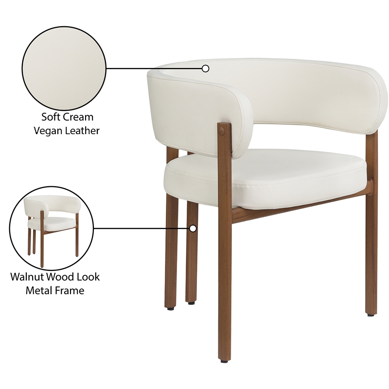 Pemberly Row Contemporary Cream Vegan Leather Dining Chair (Set of 2)