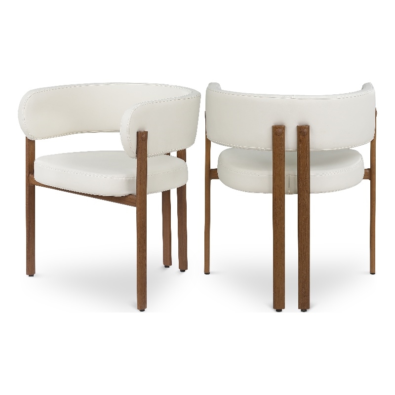 Pemberly Row Contemporary Cream Vegan Leather Dining Chair (Set of 2)