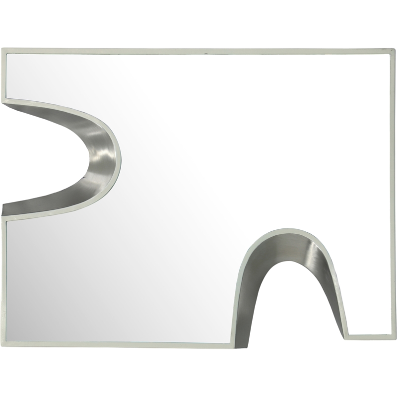 Pemberly Row Contemporary Cream Mirror with Silver Iron Metal Accents