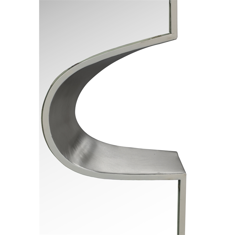 Pemberly Row Contemporary Cream Mirror with Silver Iron Metal Accents