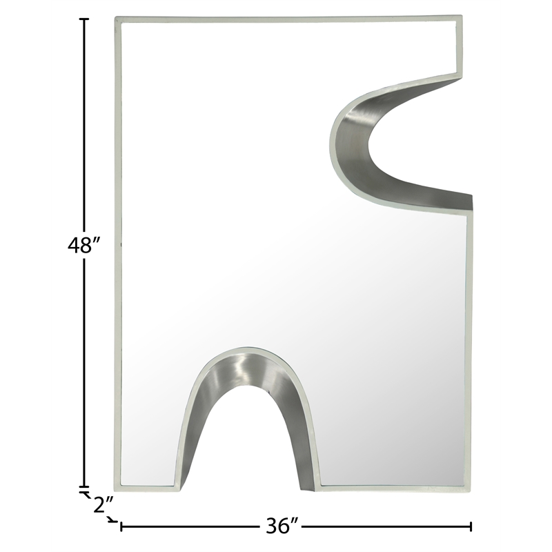 Pemberly Row Contemporary Cream Mirror with Silver Iron Metal Accents