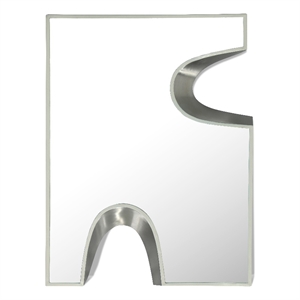 Pemberly Row Contemporary Cream Mirror with Silver Iron Metal Accents