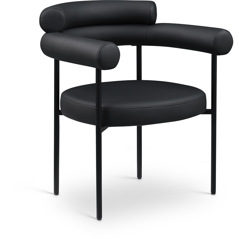 Pemberly Row Contemporary Black Vegan Leather Dining Chair (Set of 2)