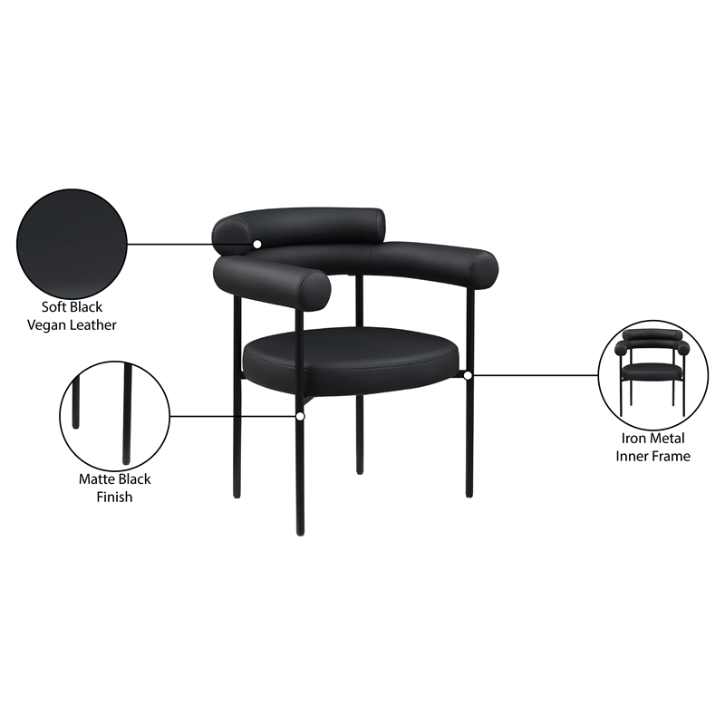 Pemberly Row Contemporary Black Vegan Leather Dining Chair (Set of 2)
