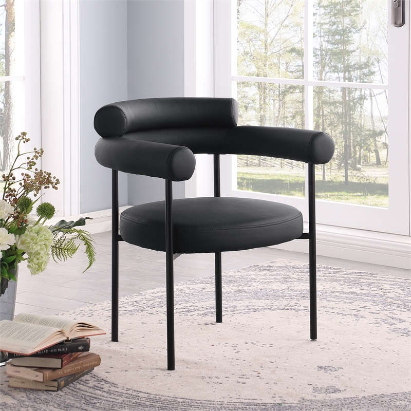 Pemberly Row Contemporary Black Vegan Leather Dining Chair (Set of 2)