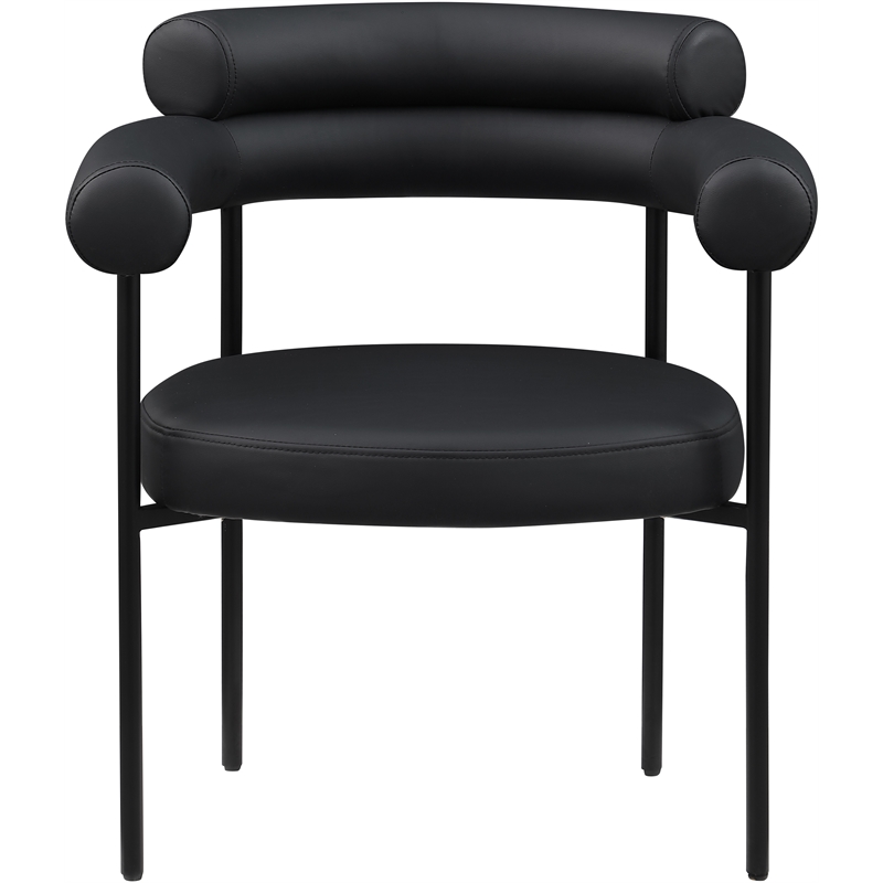 Pemberly Row Contemporary Black Vegan Leather Dining Chair (Set of 2)