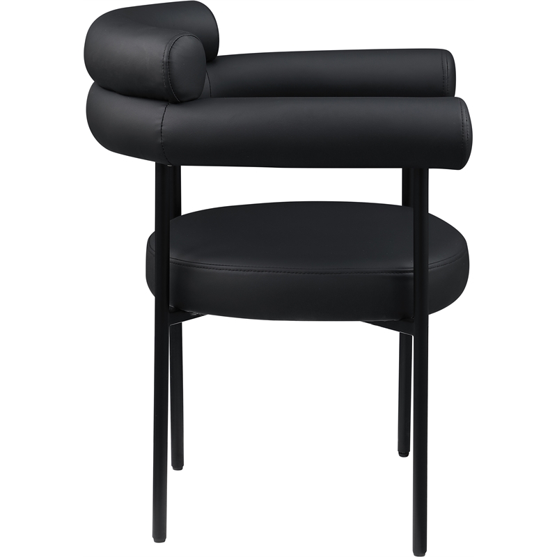 Pemberly Row Contemporary Black Vegan Leather Dining Chair (Set of 2)