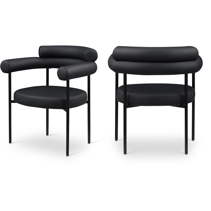 Pemberly Row Contemporary Black Vegan Leather Dining Chair (Set of 2)