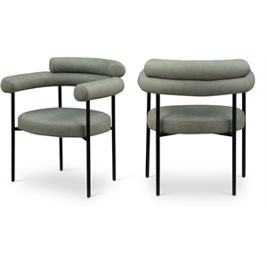 Pemberly Row Contemporary Green Vegan Leather Dining Chair (Set of 2)