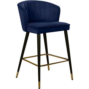 Pemberly Row Contemporary 28&quotH Velvet Counter Stool in Navy (Set of 2)