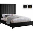 Pemberly Row Contemporary Channel Tufted Rich Velvet Full Bed in Black