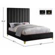 Pemberly Row Contemporary Channel Tufted Rich Velvet Full Bed in Black
