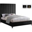Pemberly Row Contemporary Channel Tufted Rich Velvet King Bed in Black