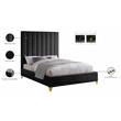 Pemberly Row Contemporary Channel Tufted Rich Velvet King Bed in Black