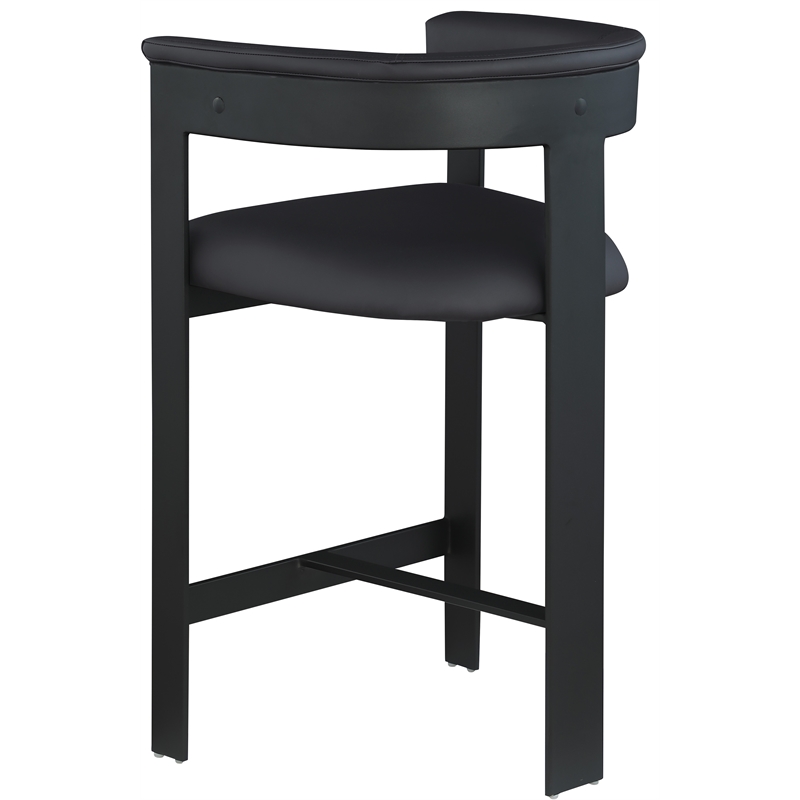 Pemberly Row Contemporary Black Vegan Leather Counter Stool (Set of 2)