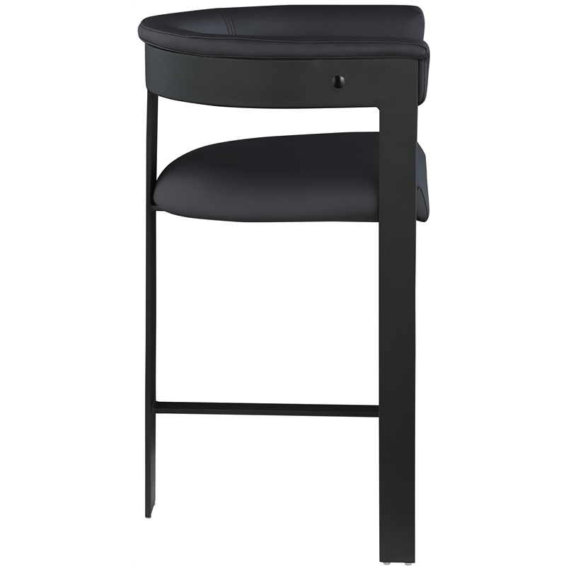 Pemberly Row Contemporary Black Vegan Leather Counter Stool (Set of 2)