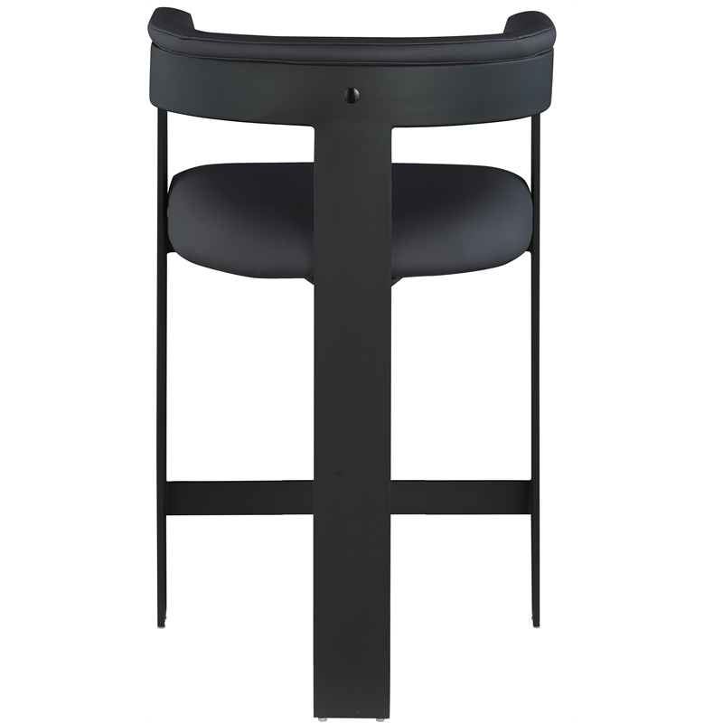 Pemberly Row Contemporary Black Vegan Leather Counter Stool (Set of 2)