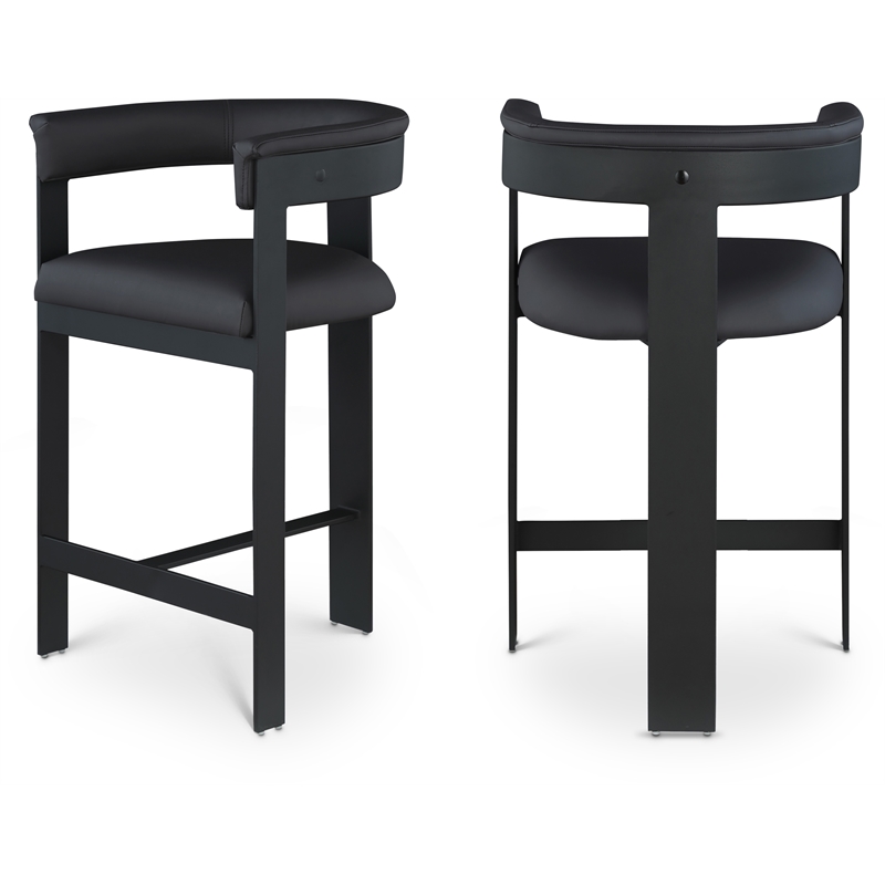 Pemberly Row Contemporary Black Vegan Leather Counter Stool (Set of 2)