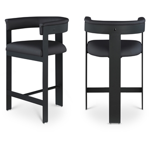 Pemberly Row Contemporary Black Vegan Leather Counter Stool (Set of 2)