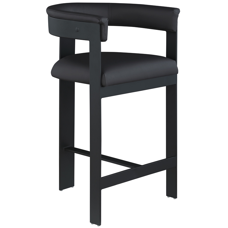 Pemberly Row Contemporary Black Vegan Leather Counter Stool (Set of 2)