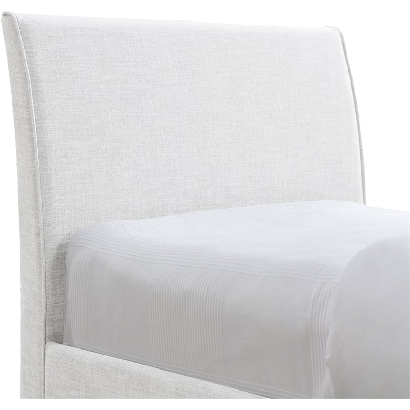 Pemberly Row Contemporary Cream Linen Textured Fabric Twin Trundle Bed