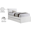 Pemberly Row Contemporary Cream Linen Textured Fabric Twin Trundle Bed