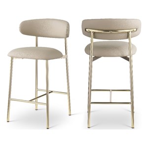 Pemberly Row Contemporary Taupe Vegan Leather Counter Stool (Set of 2)