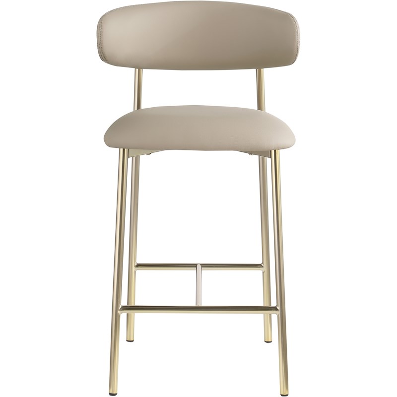 Pemberly Row Contemporary Taupe Vegan Leather Counter Stool (Set of 2)