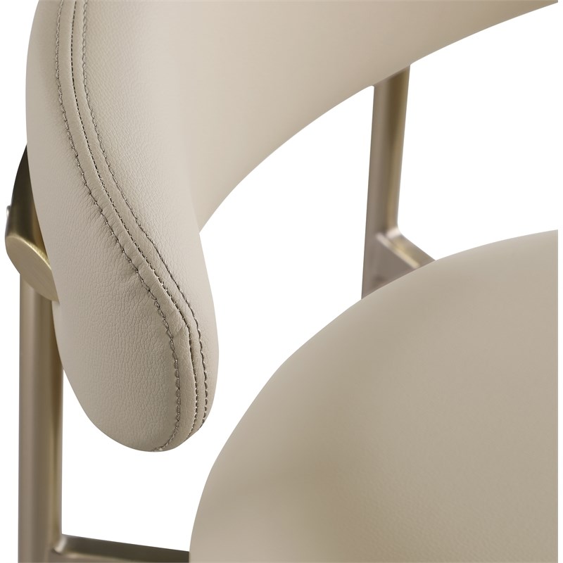 Pemberly Row Contemporary Taupe Vegan Leather Counter Stool (Set of 2)