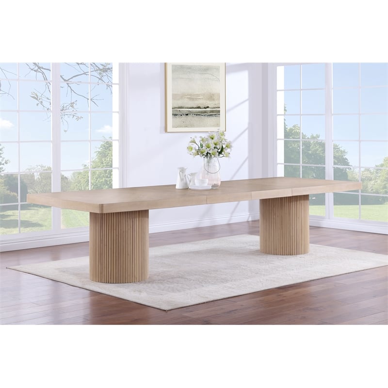 Pemberly Row Contemporary Natural Acacia Wood with Veneer Dining Table
