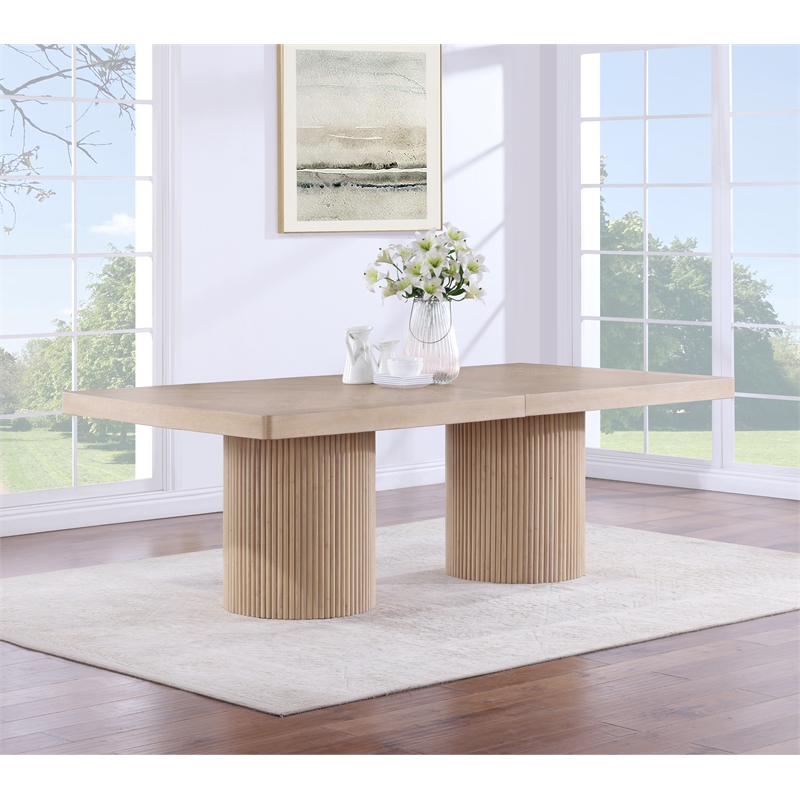 Pemberly Row Contemporary Natural Acacia Wood with Veneer Dining Table