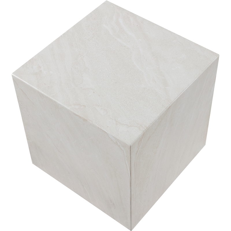 Pemberly Row Off White Marble Finish Concrete Indoor/Outdoor End Table