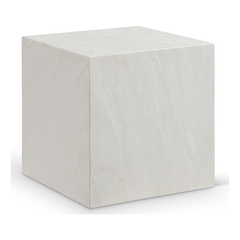 Pemberly Row Off White Marble Finish Concrete Indoor/Outdoor End Table