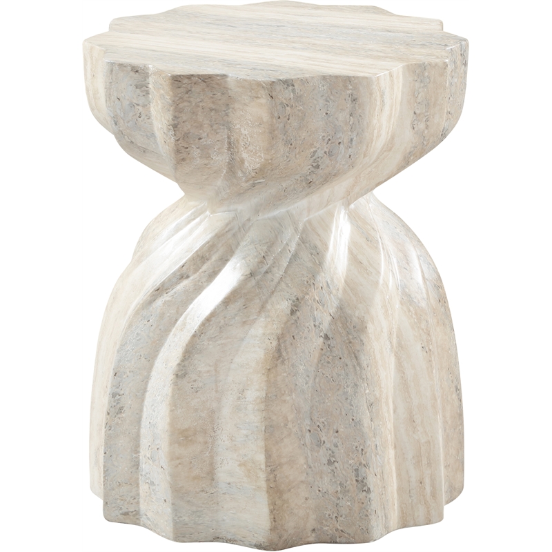 Pemberly Row Contemporary Travertine Concrete Indoor/Outdoor End Table