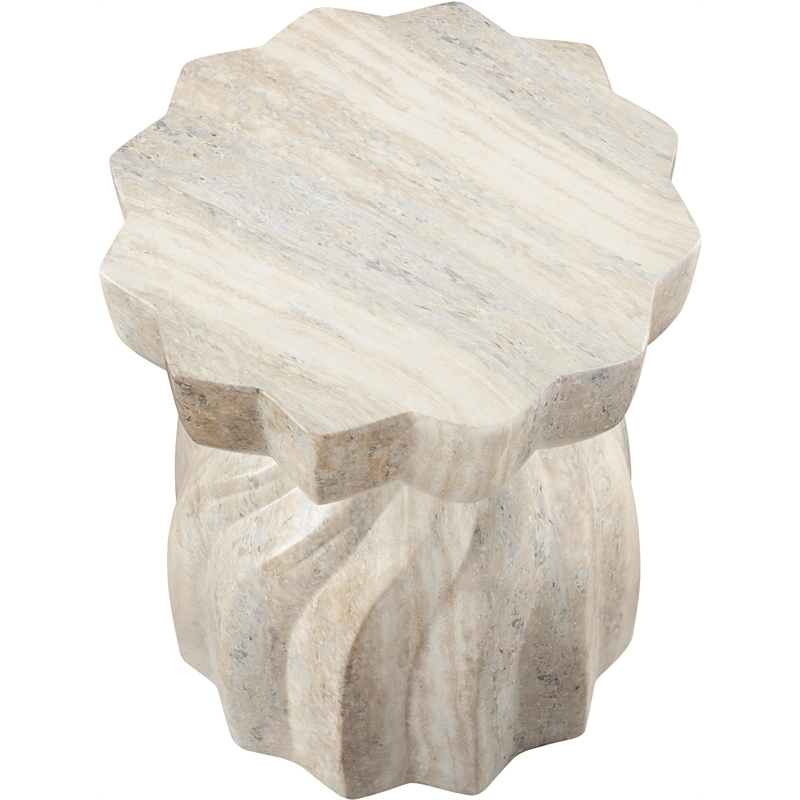 Pemberly Row Contemporary Travertine Concrete Indoor/Outdoor End Table