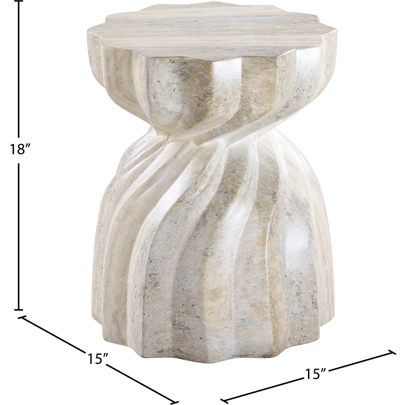 Pemberly Row Contemporary Travertine Concrete Indoor/Outdoor End Table