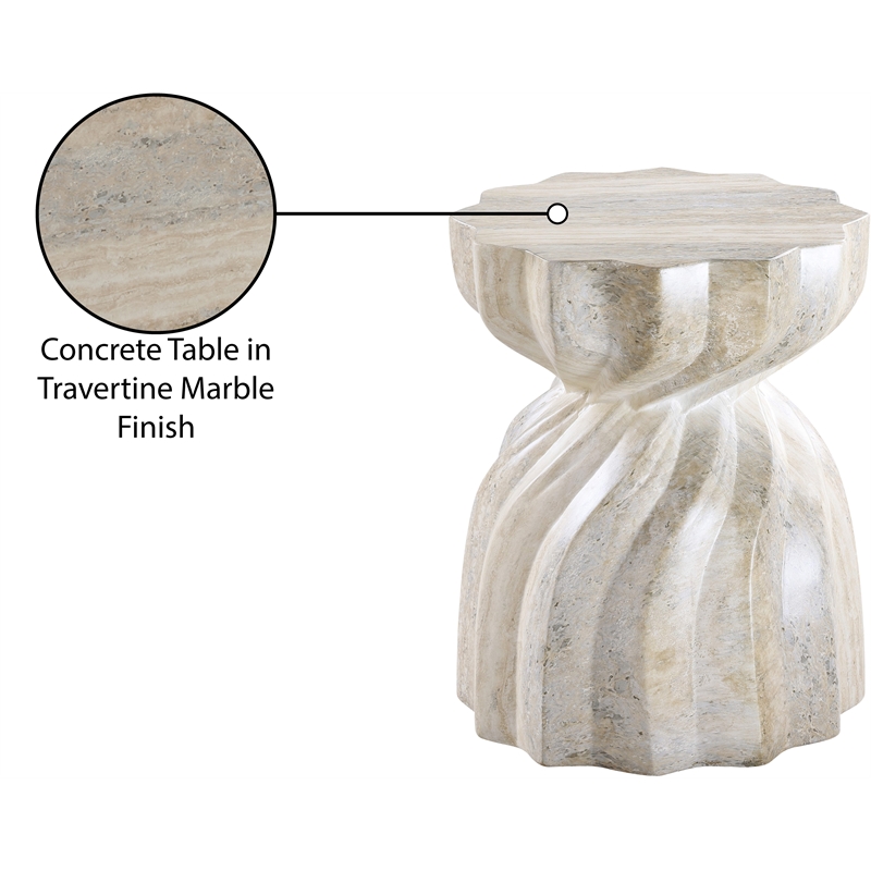 Pemberly Row Contemporary Travertine Concrete Indoor/Outdoor End Table