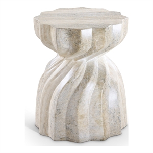 Pemberly Row Contemporary Travertine Concrete Indoor/Outdoor End Table