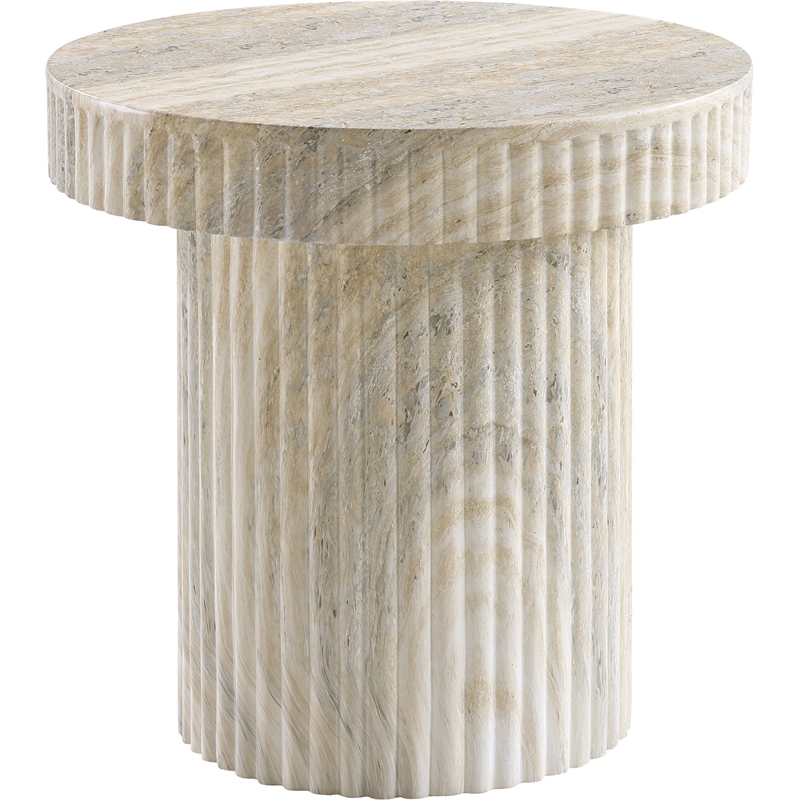 Pemberly Row Contemporary Travertine Indoor/Outdoor Concrete End Table