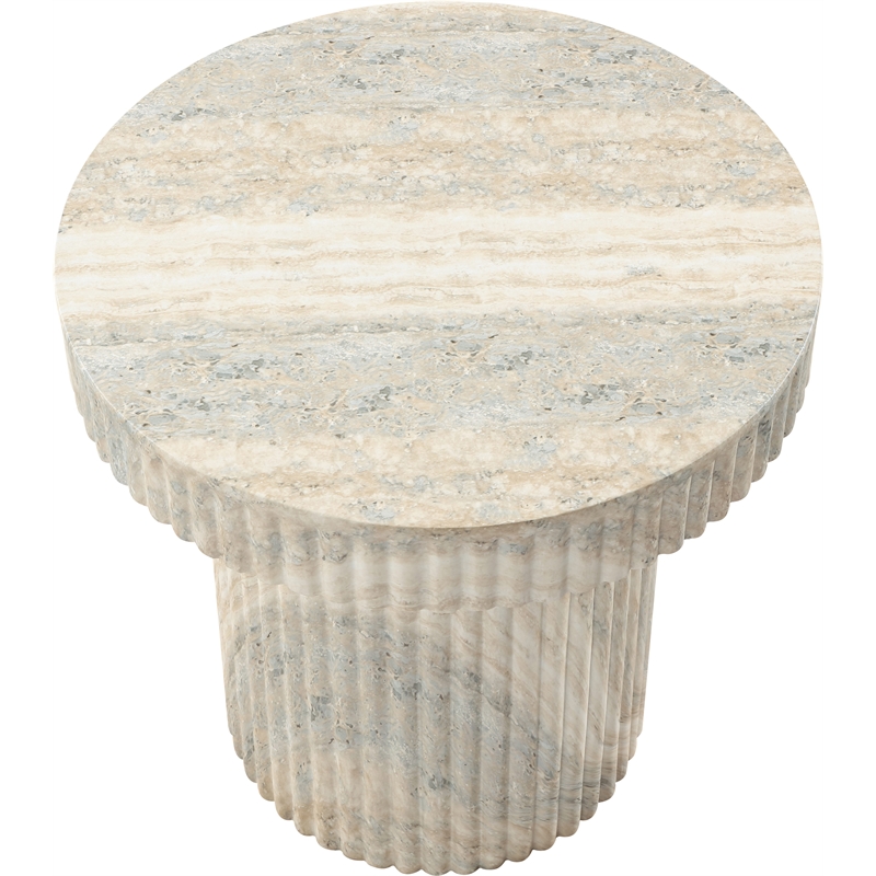 Pemberly Row Contemporary Travertine Indoor/Outdoor Concrete End Table