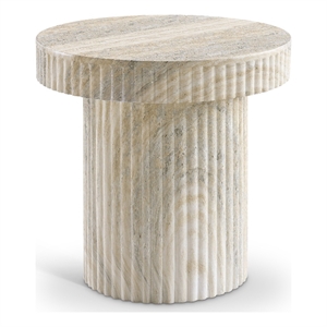 Pemberly Row Contemporary Travertine Indoor/Outdoor Concrete End Table