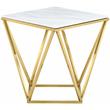 Pemberly Row Genuine Marble End Table in Gold with Stainless Steel Base
